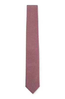 Patterned tie in silk-blend jacquard