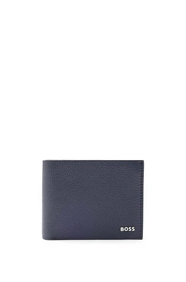 Grained-leather wallet with silver-tone logo lettering
