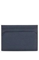 Grained-leather card holder with logo lettering