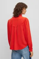 Regular-fit blouse with popper closures and point collar