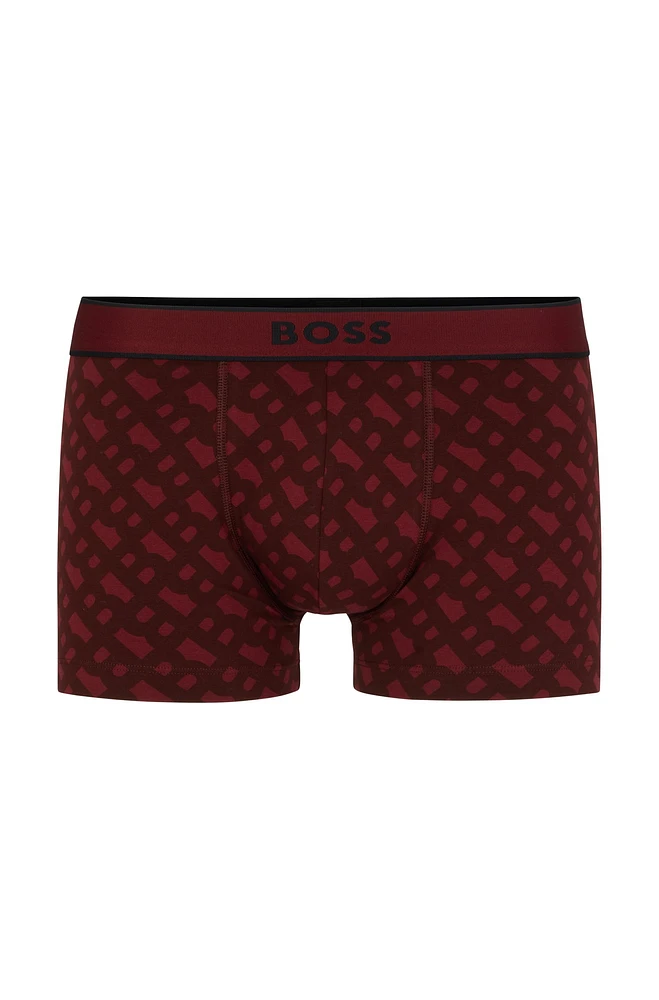 BOSS - Seasonal-print trunks cotton with stretch Dark Red