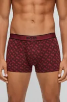 BOSS - Seasonal-print trunks cotton with stretch Dark Red