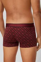 BOSS - Seasonal-print trunks cotton with stretch Dark Red