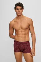 BOSS - Seasonal-print trunks cotton with stretch Dark Red