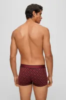 BOSS - Seasonal-print trunks cotton with stretch Dark Red