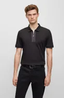 Mercerized-cotton polo shirt with zip placket