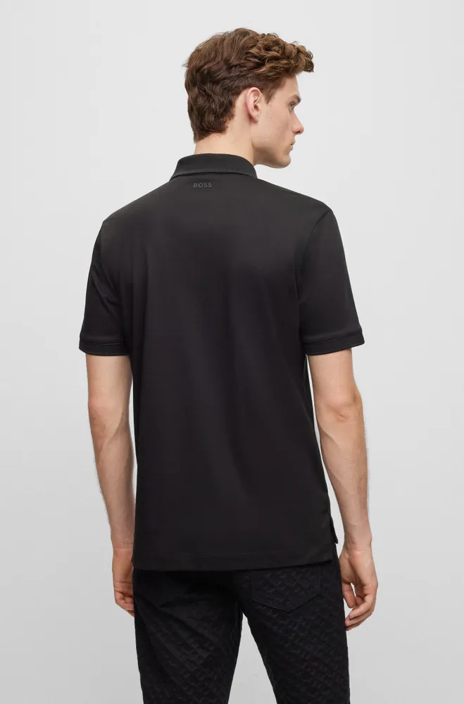 Mercerized-cotton polo shirt with zip placket