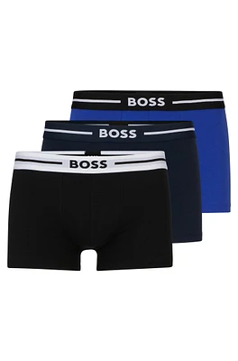 Three-pack of stretch-cotton trunks with logo waistband