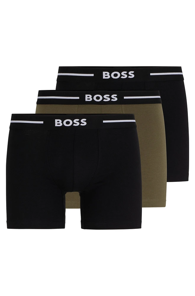 Three-pack of boxer briefs with logo waistbands