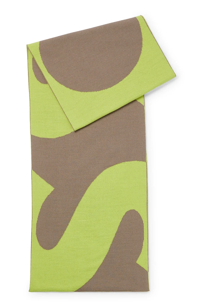 Logo-jacquard scarf blended with wool