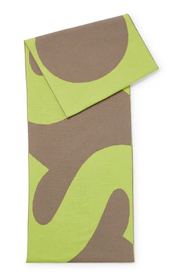 Logo-jacquard scarf blended with wool