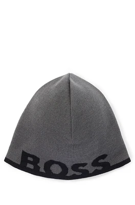 Beanie hat with logo in a wool blend