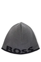 BOSS - Beanie hat with logo in a wool blend