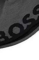 BOSS - Beanie hat with logo in a wool blend