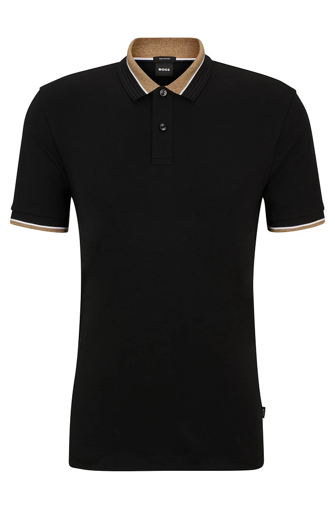 Mercerized-cotton polo shirt with contrast tipping