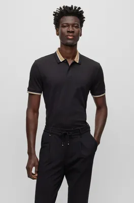 Mercerized-cotton polo shirt with contrast tipping