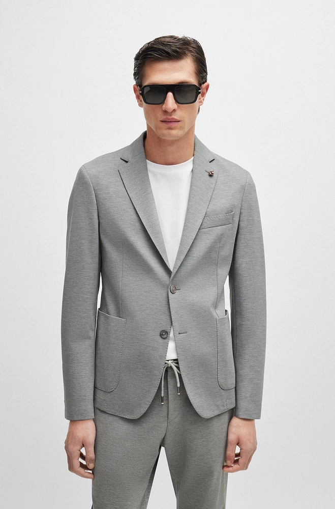 Slim-fit jacket melange interlock jersey