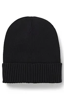 BOSS - Logo-detail beanie hat in cotton and wool