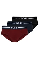 Three-pack of stretch-cotton briefs with logo waistband