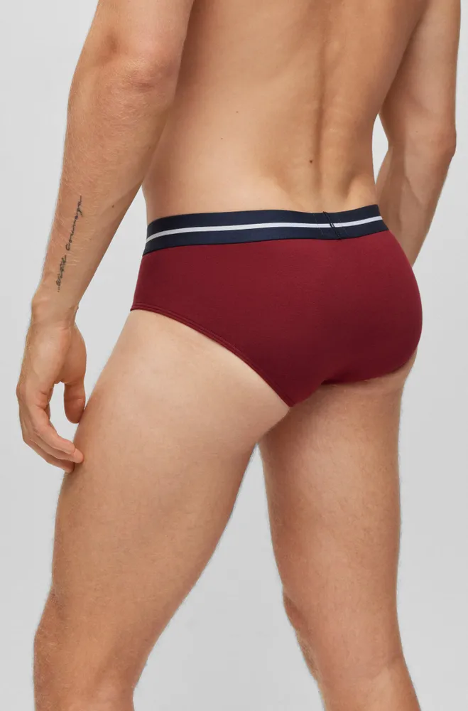 Three-pack of stretch-cotton briefs with logo waistband