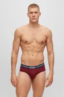 Three-pack of stretch-cotton briefs with logo waistband