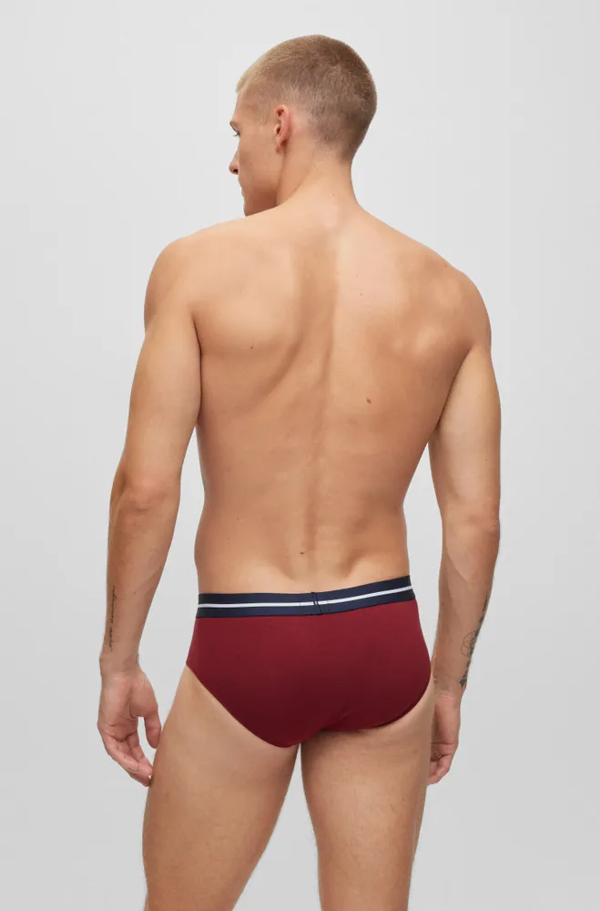 Three-pack of stretch-cotton briefs with logo waistband