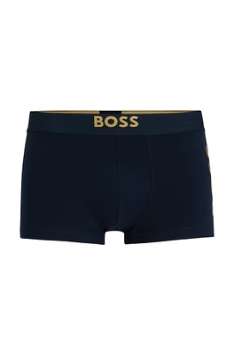 Stretch-cotton trunks with metallic-effect logos
