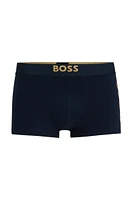 Stretch-cotton trunks with metallic-effect logos