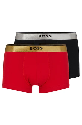 Two-pack of cotton trunks with metallic branded waistbands
