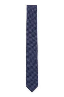 Dot-printed tie in cotton and wool