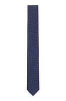 BOSS - Dot-printed tie in cotton and wool - Dark Blue