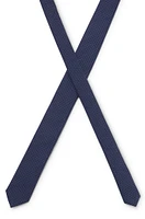 BOSS - Dot-printed tie in cotton and wool - Dark Blue