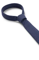 BOSS - Dot-printed tie in cotton and wool - Dark Blue