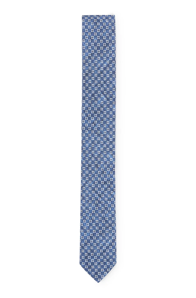 BOSS - Digitally printed tie in cotton and wool - Light Blue