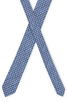 BOSS - Digitally printed tie in cotton and wool - Light Blue