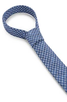 BOSS - Digitally printed tie in cotton and wool - Light Blue