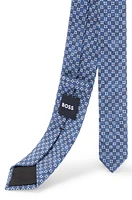 BOSS - Digitally printed tie in cotton and wool - Light Blue