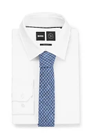 BOSS - Digitally printed tie in cotton and wool - Light Blue