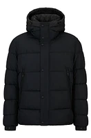 Water-repellent hooded puffer jacket with logo badge