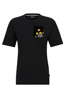 Interlock-cotton T-shirt with faux flower petals