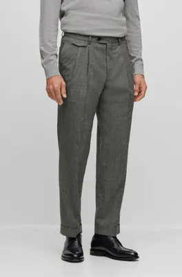 Relaxed-fit trousers checked stretch wool
