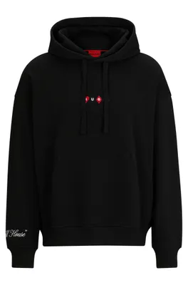 Oversize-fit hoodie with playing-card artwork