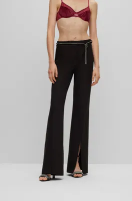 Regular-fit bootcut trousers with front slits