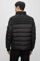 Water-repellent padded jacket with zip closure