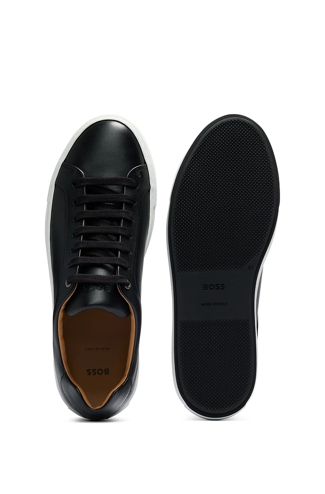 Leather cupsole trainers with logo details crafted Italy