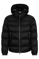 Monogram-jacquard water-repellent padded jacket with hood