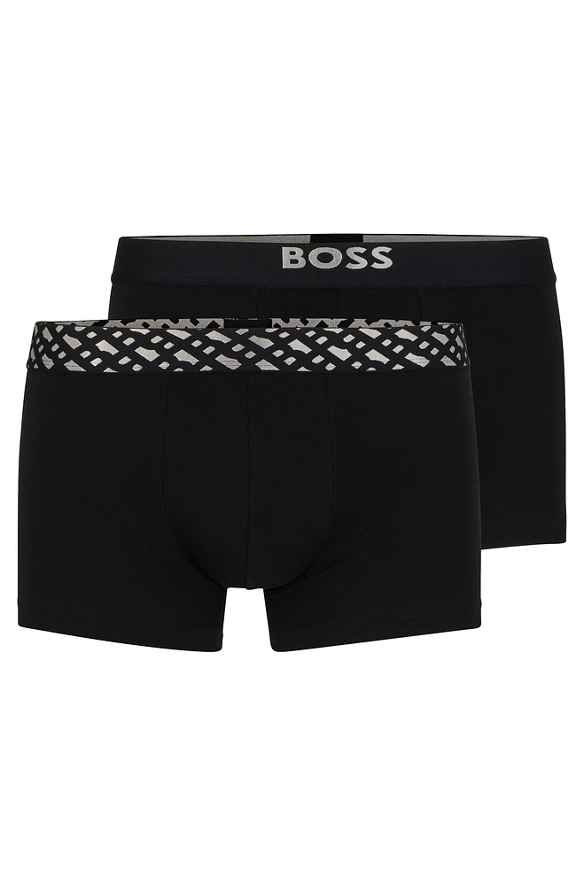 Two-pack of stretch-cotton trunks with metallic branding