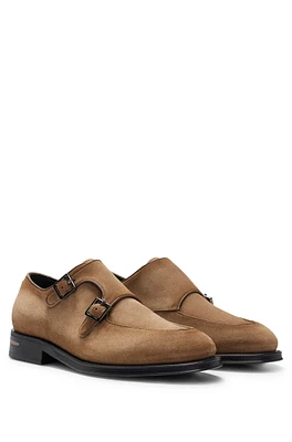 Shaded-suede double-monk shoes with branded buckles
