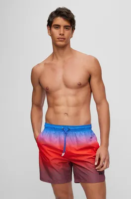 Logo-print swim shorts with degradé monogram pattern