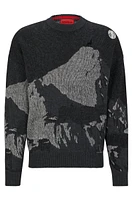 Wool-blend oversize-fit sweater with seasonal jacquard